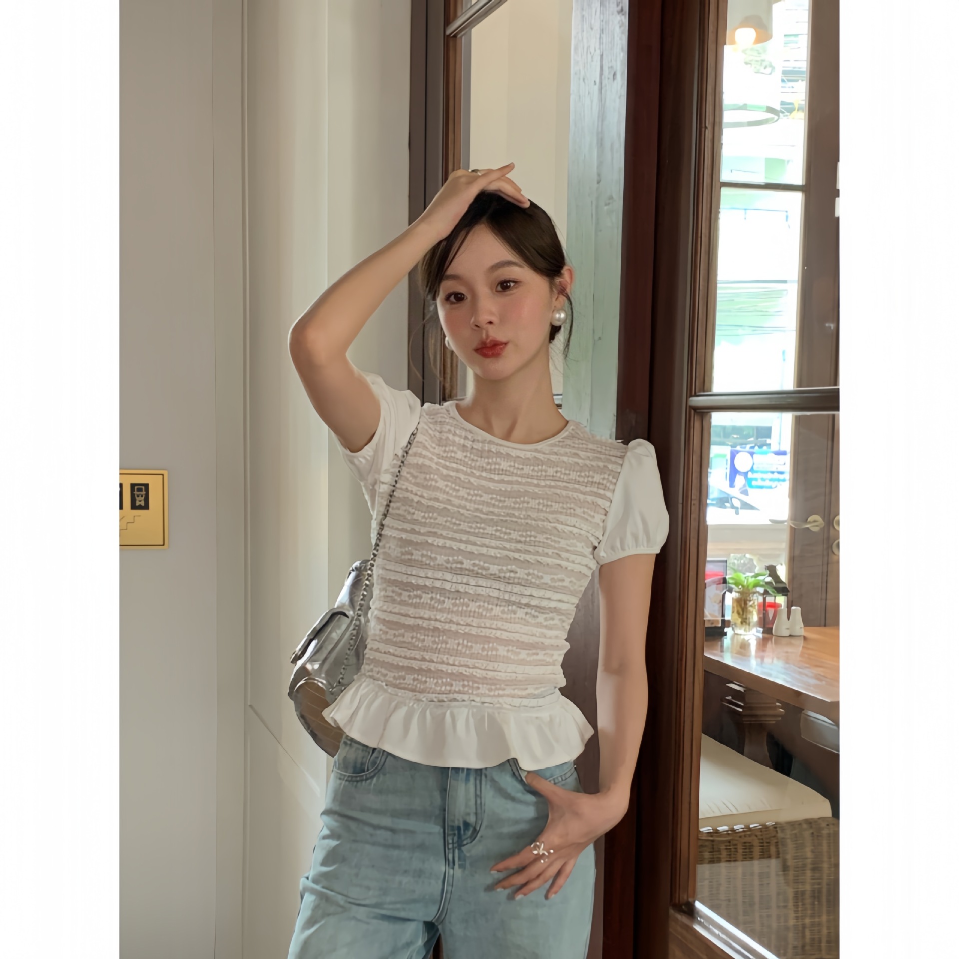 25年夏法式时髦小众显瘦百搭肌理感打底衫女S5163