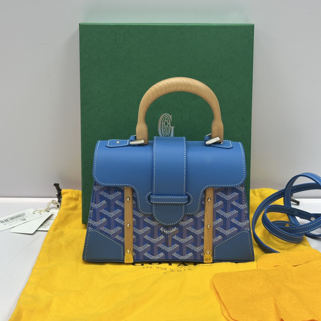 99新 Goyard mini木质手柄斜跨包 82395