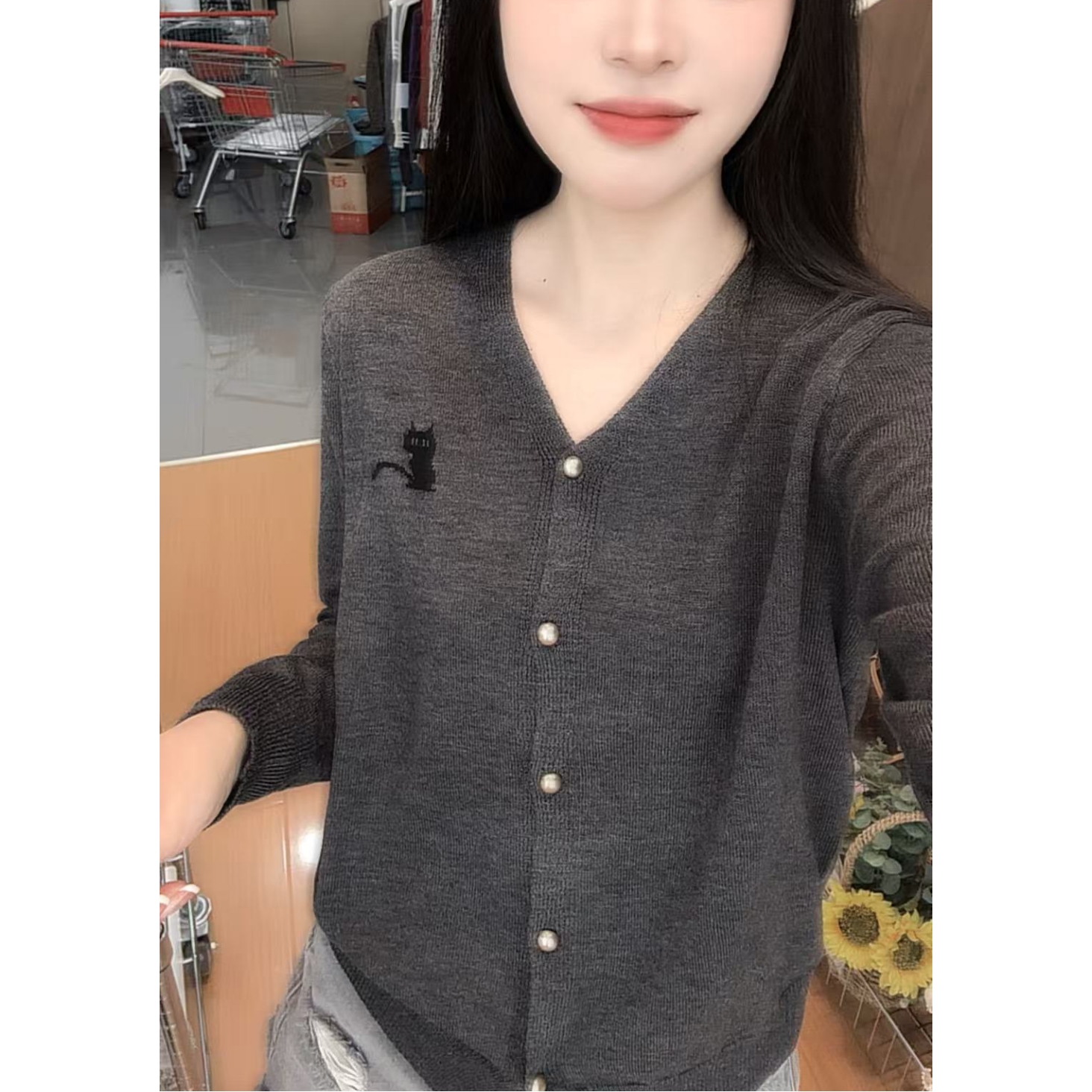 丽姐家~金扣小猫气质开衫上衣长袖网红时尚百搭打底秋季725