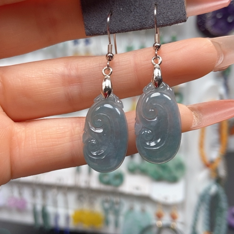 【闪购商品】翡翠耳饰银S925镶嵌耳饰