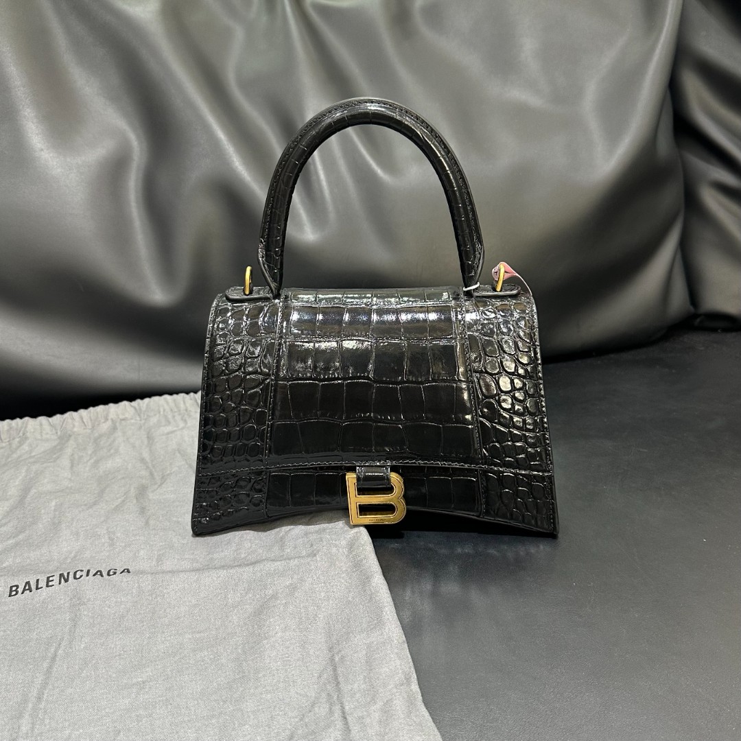 99新 Balenciaga/巴黎世家 壹所/巴黎世家沙漏黑金鳄压纹s 活动*