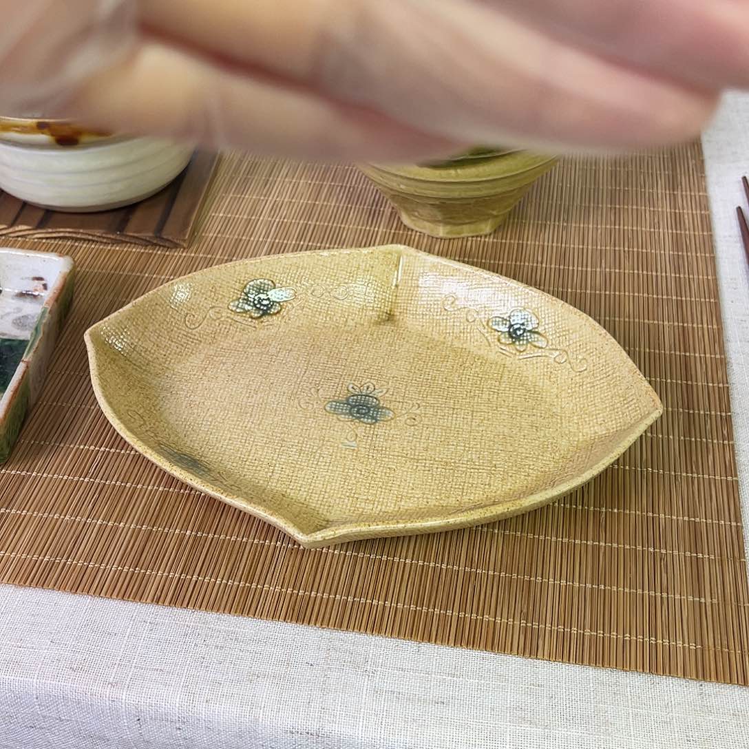 瓷片橘吉黄濑户风菱形盘9