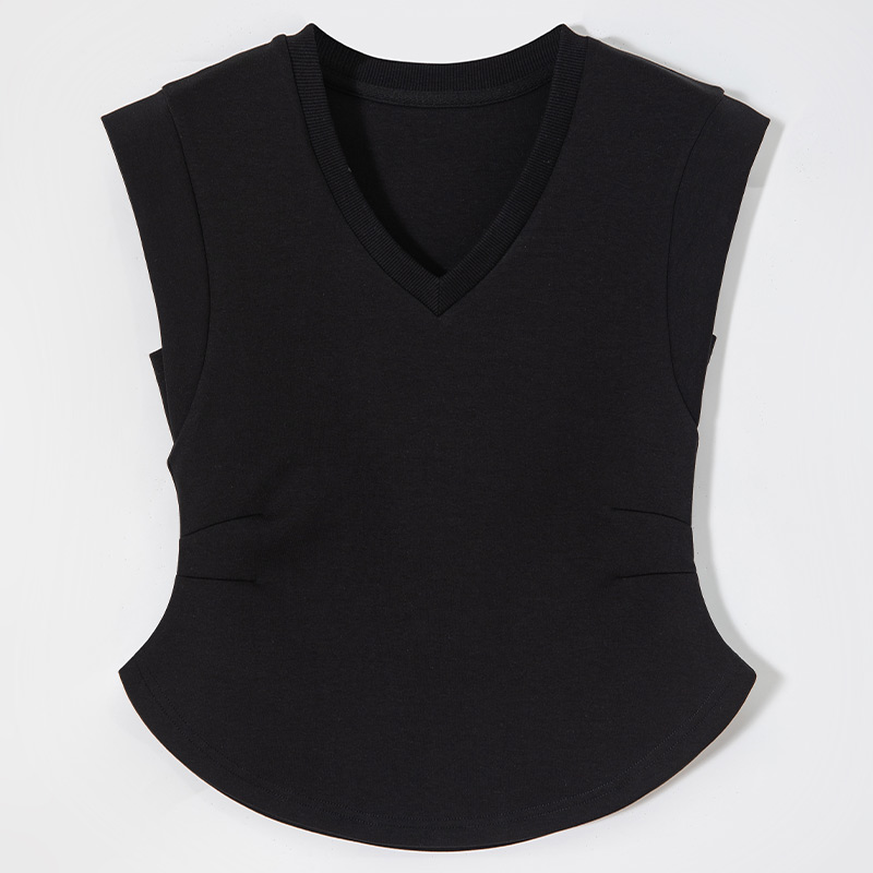 【涛姐推荐】11682收腰显瘦设计感小飞袖V领上衣无袖背心AIN.CUN