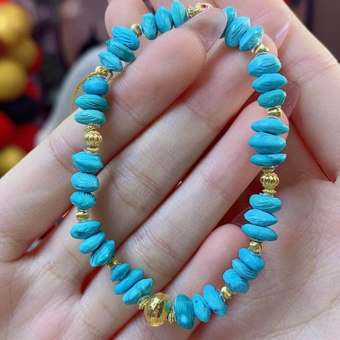 绿松石银S925镀金镶嵌珠宝奇石