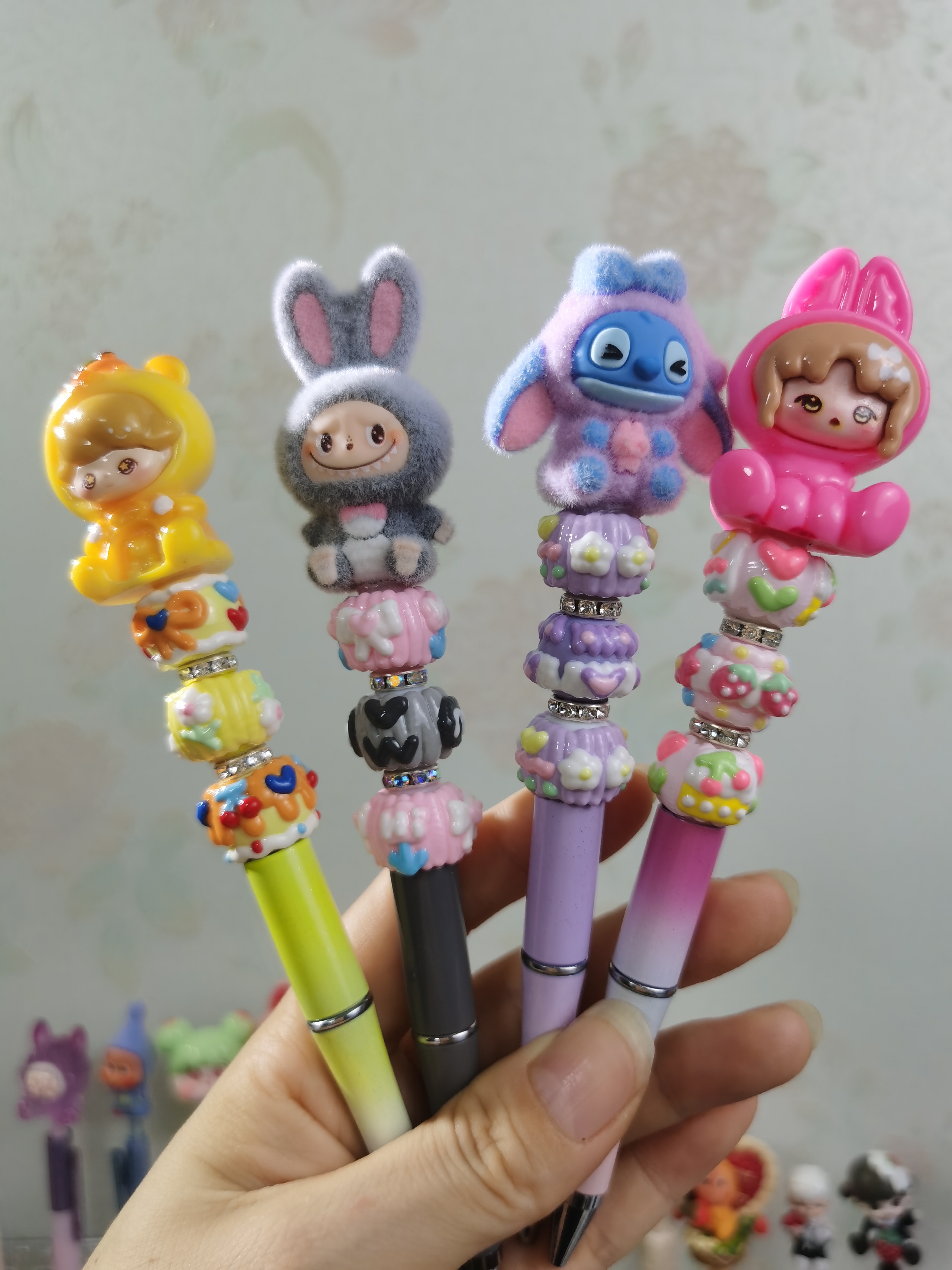 创意趣味可爱卡通串珠笔成品diy手绘圆珠笔
