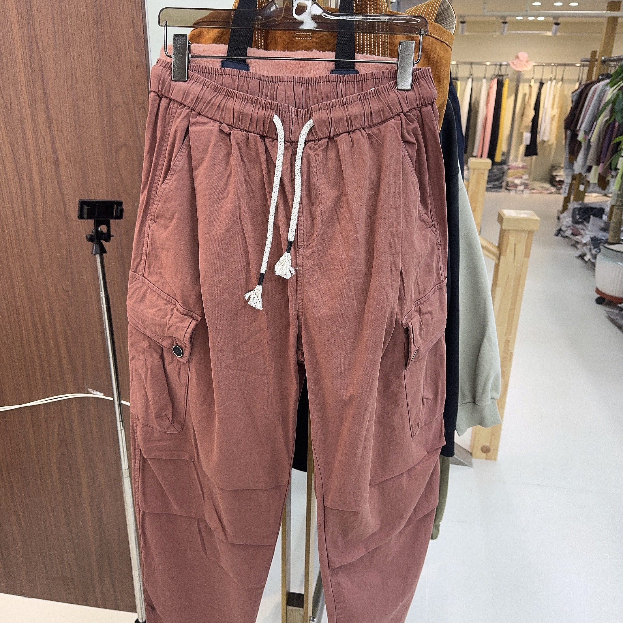 散腿工装裤百搭松紧 25158