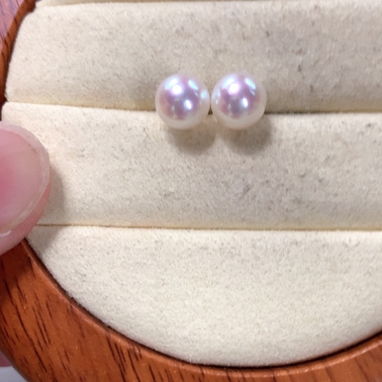 海水珍珠耳钉18K金镶嵌