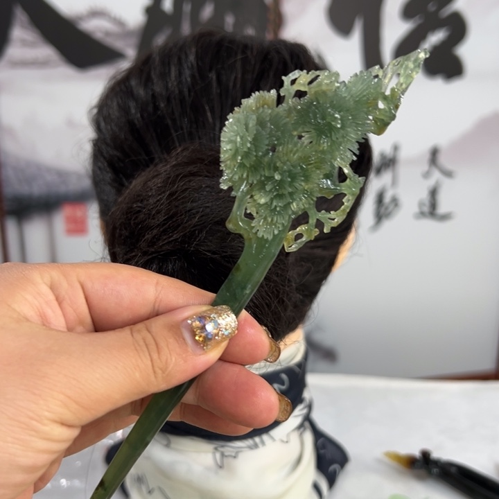 定制蛇纹石玉毛货发饰