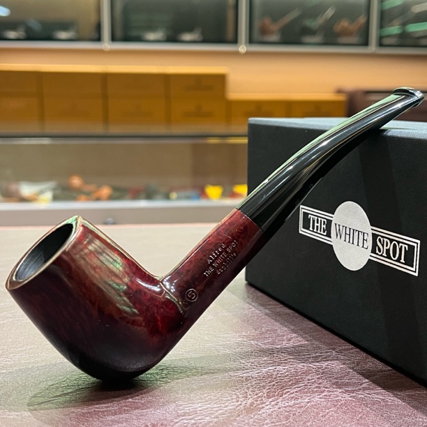 英国The white spot 酒红色特殊5号石楠木烟斗 内径23斗深41.4