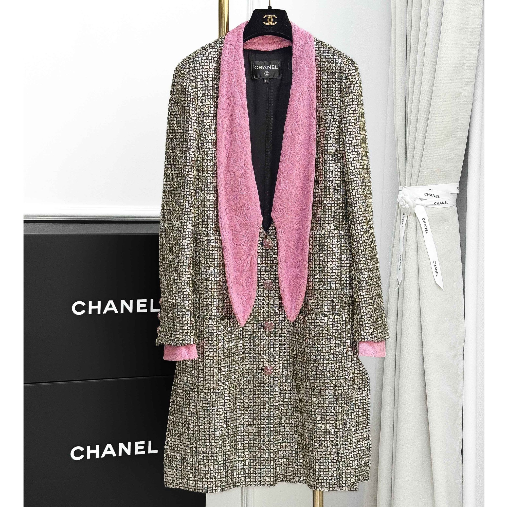 99新 Chanel/香奈儿 38码 银色拼粉色 长袖 长款 外