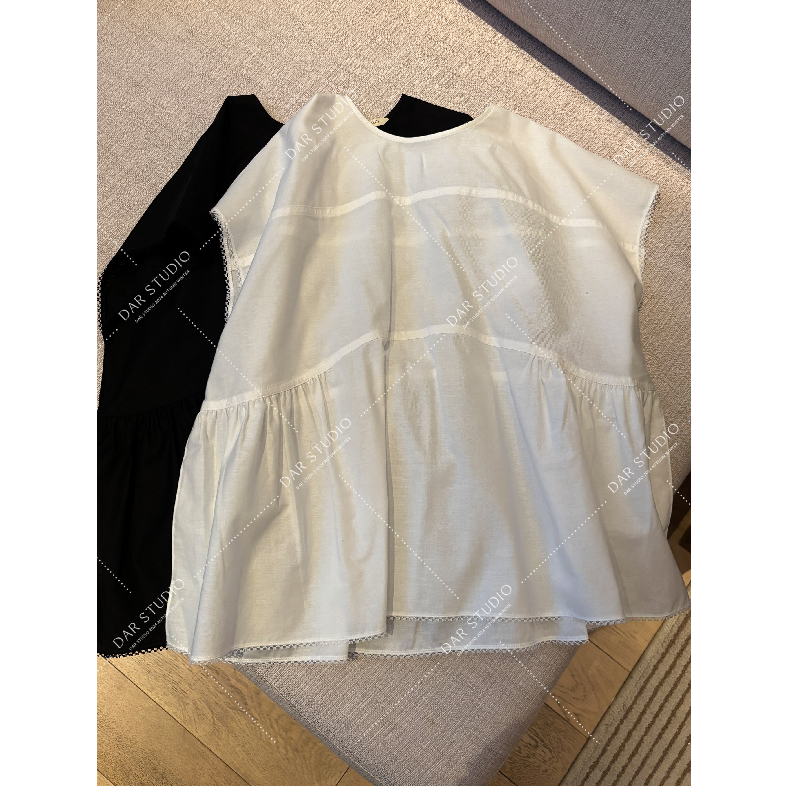 DAR STUDIO 【微风记忆】2025早春气质蝙蝠袖显瘦花边娃娃衫17127