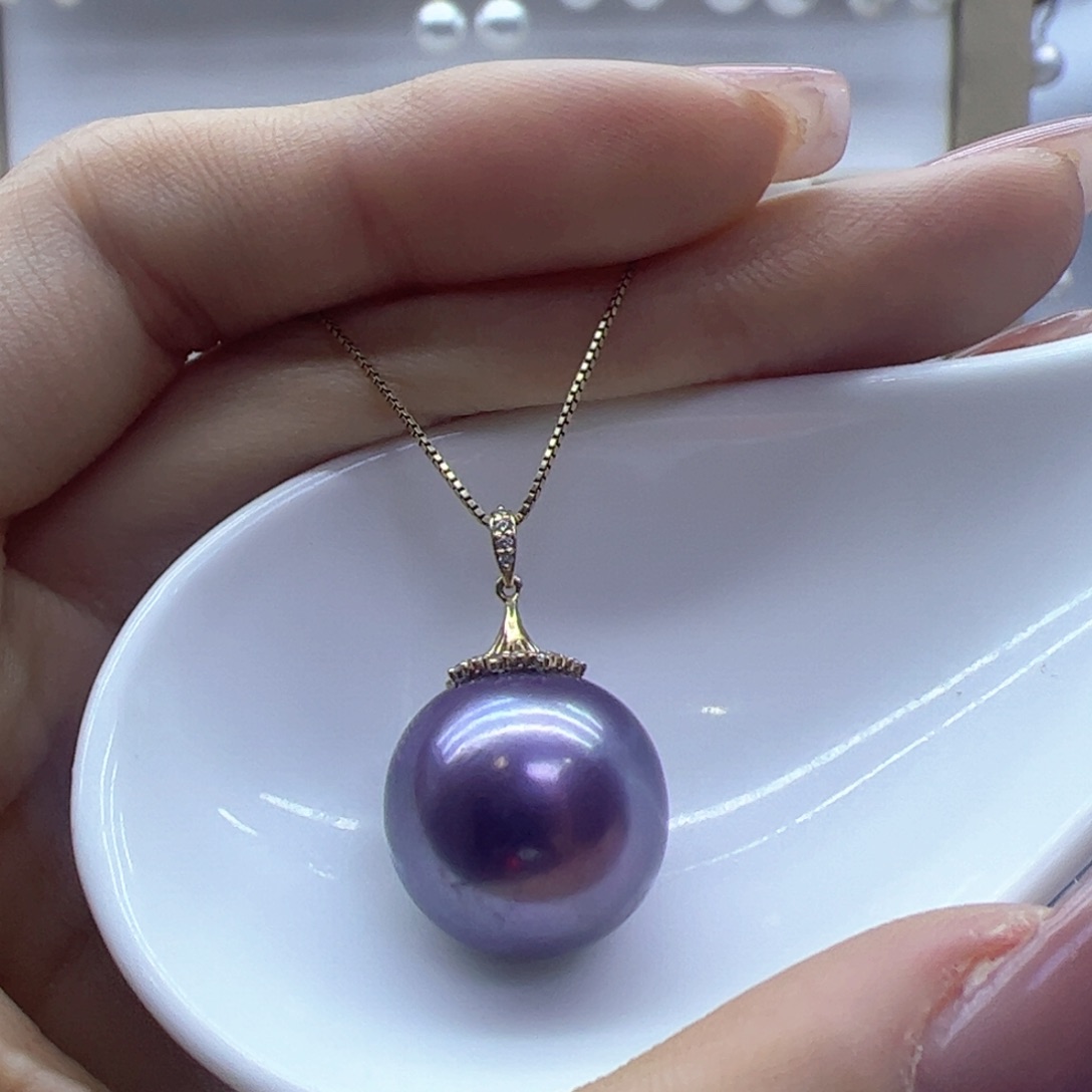 淡水珍珠吊坠(赠链)18K金镶嵌