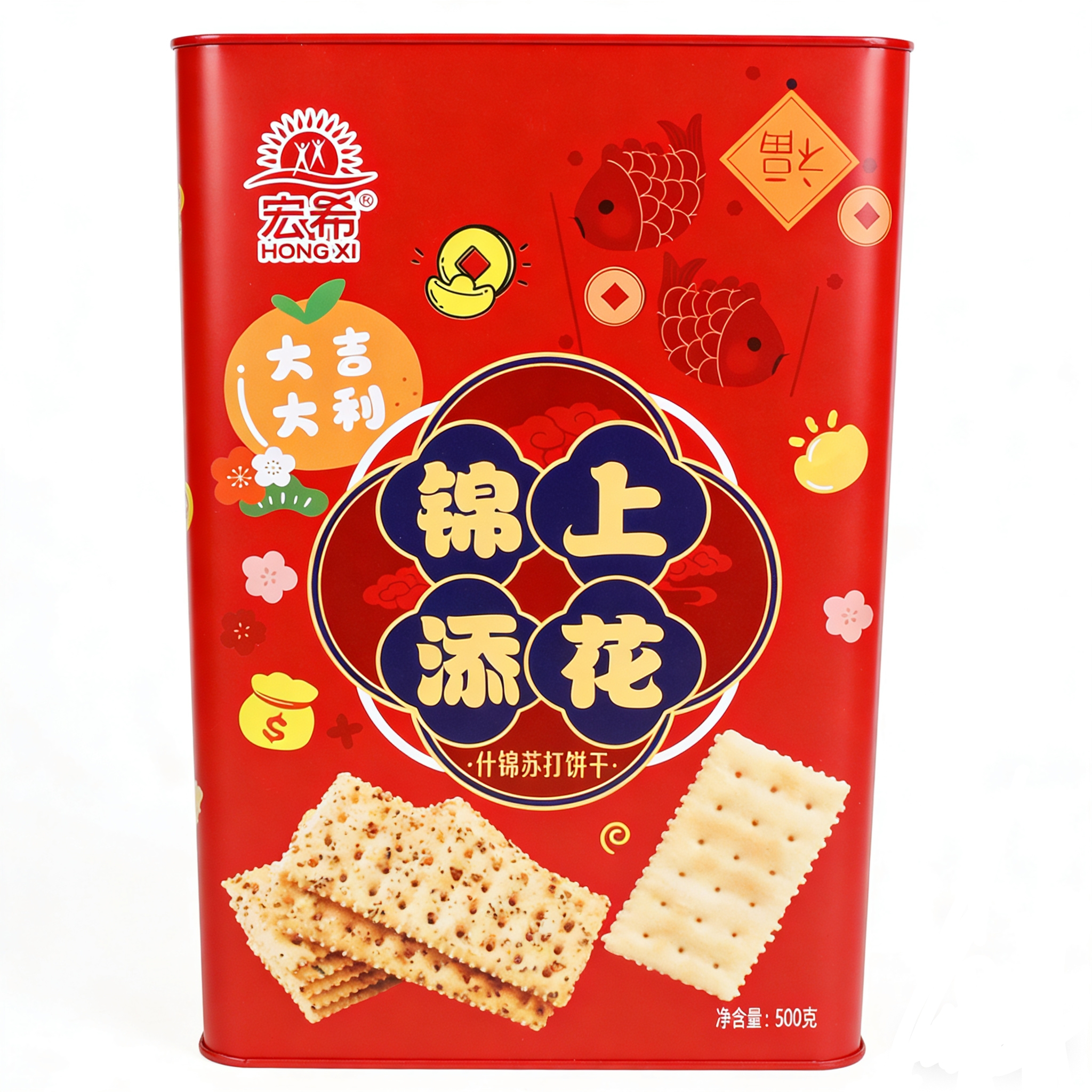 锦上添花什锦苏打饼干双口味500g*1罐