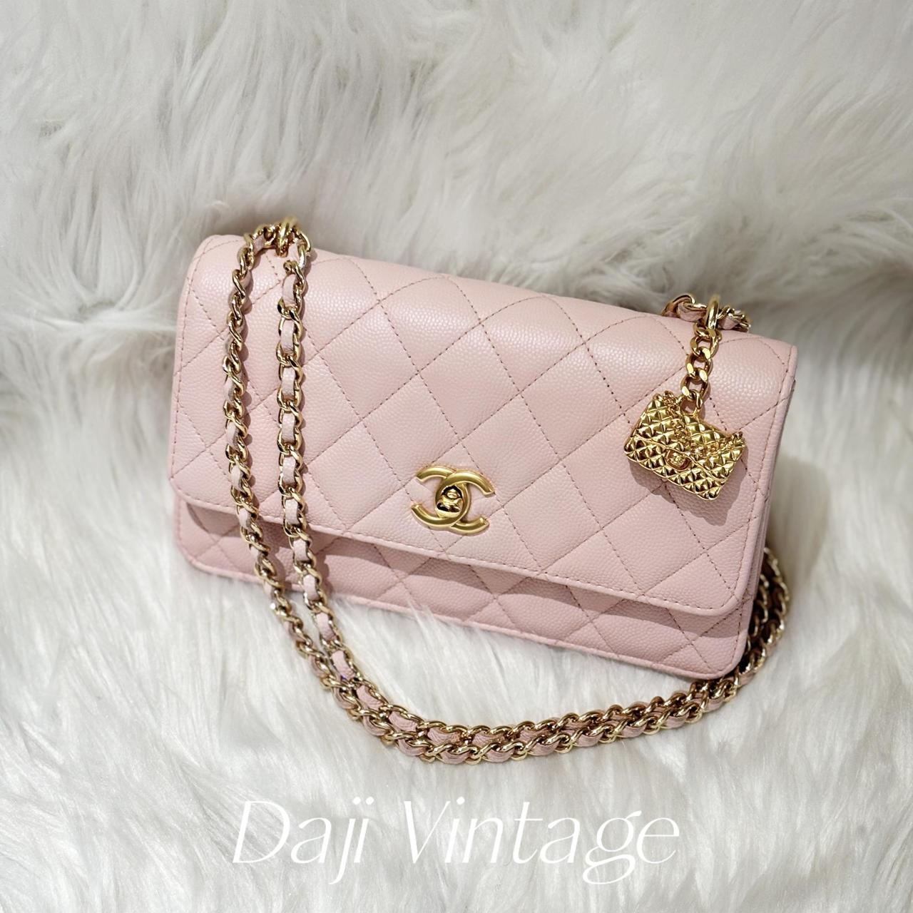 大吉中古/Chanel香奈儿23S粉金风琴吊坠woc斜挎包