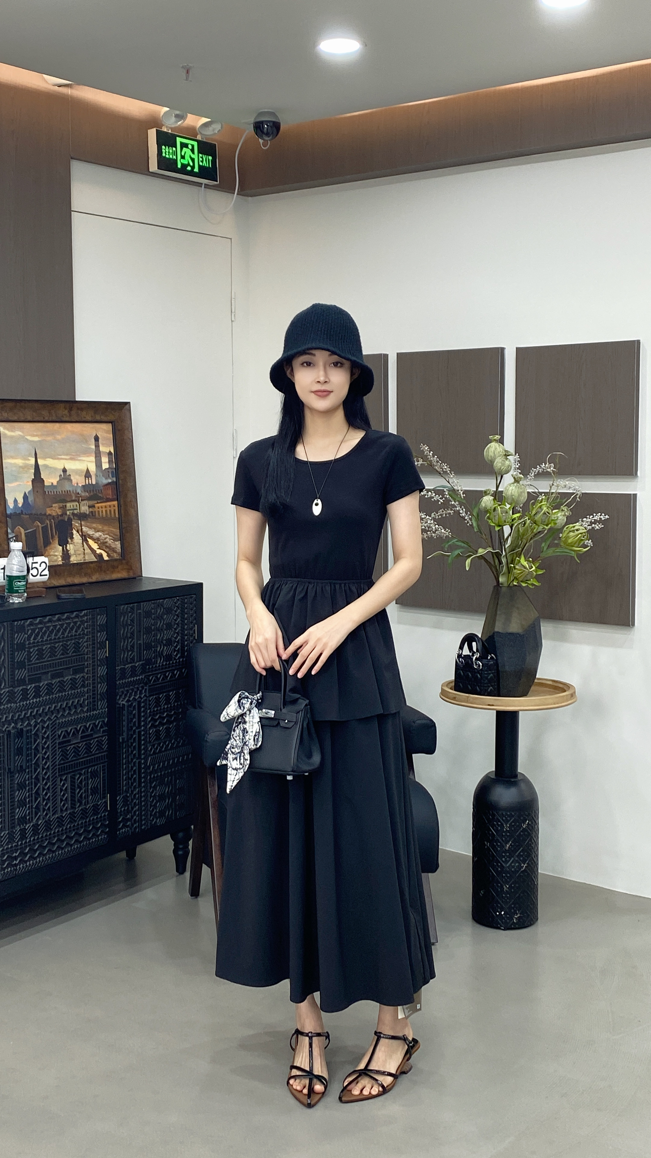 杨杨 曦XI- (罗马假日裙)假两件拼接连衣裙60000/半袖款