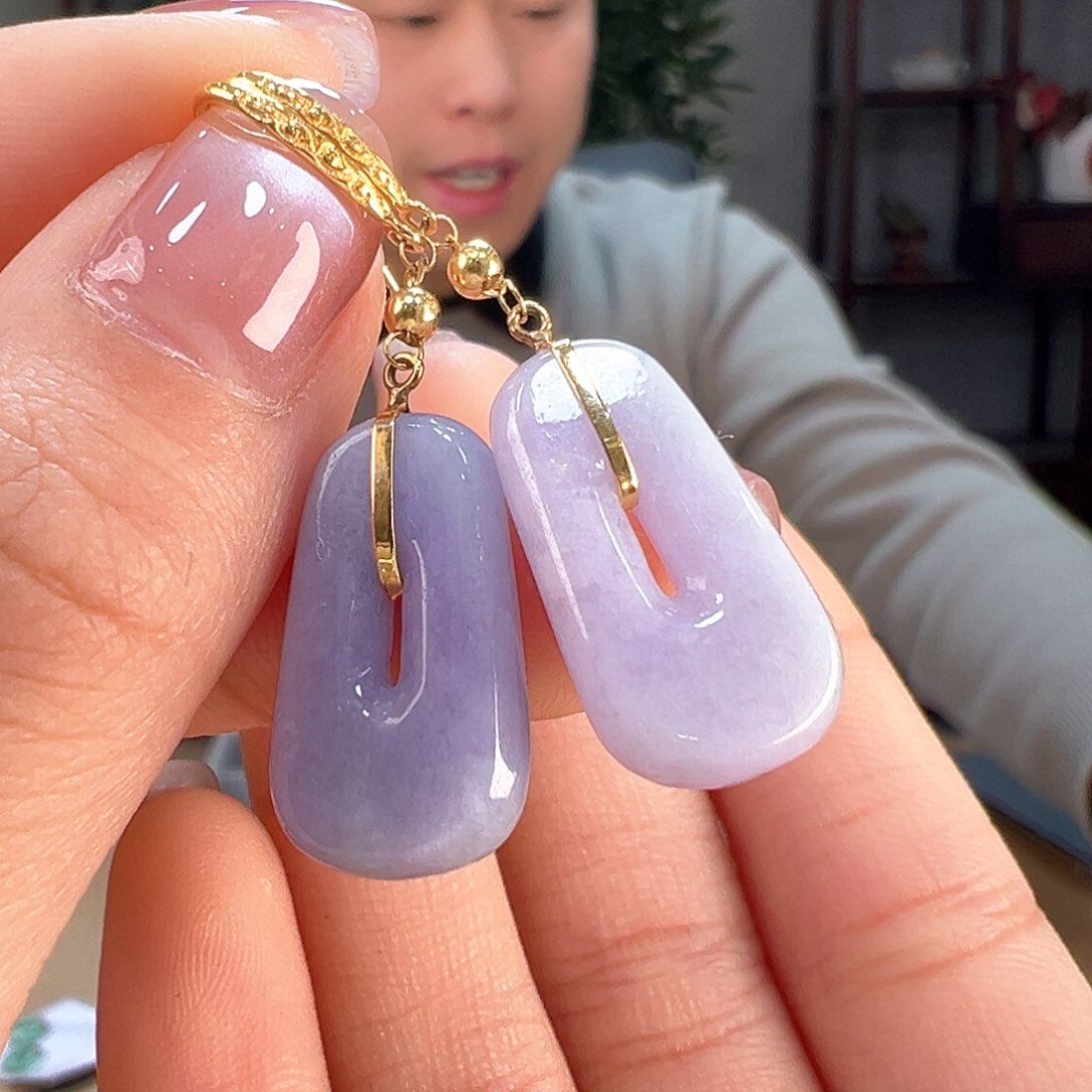 翡翠耳饰18K金镶嵌耳环11