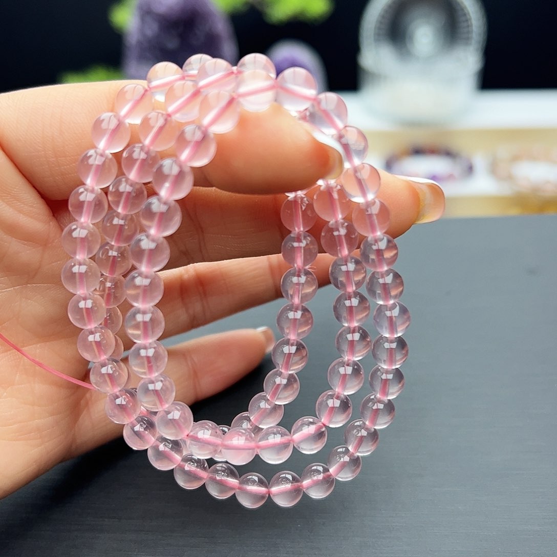 芙蓉石手链未镶嵌粉晶6.5mm