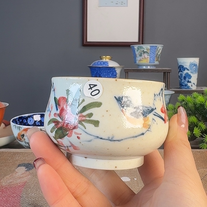 摆件景德柴烧茶杯多人