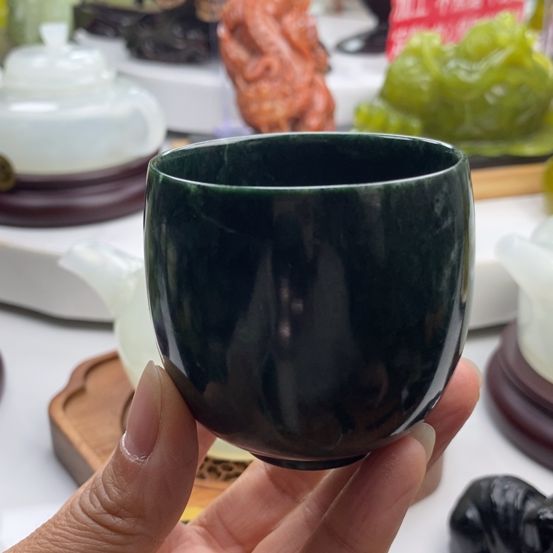 岫玉未镶嵌四大名玉茶杯120cc