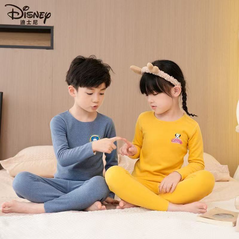 迪士尼儿童保暖内衣套装秋冬季男女童2025新款中大童秋衣秋裤睡衣