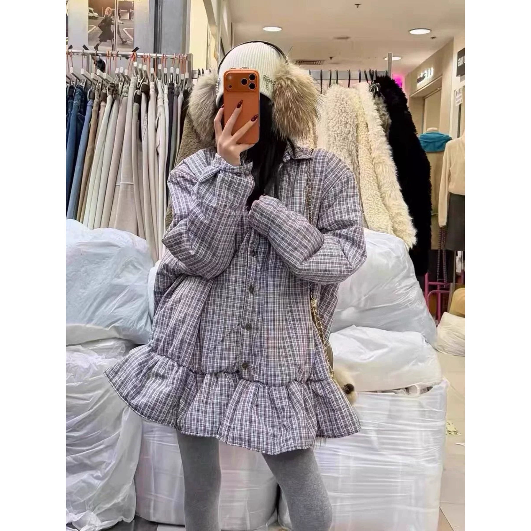 【土豆优选】复古格子衬衫夹棉外套