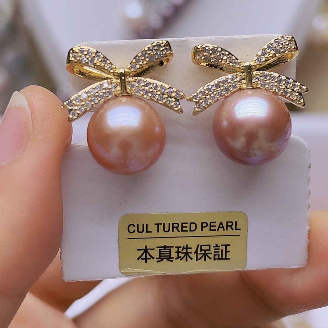 银S925镶嵌吊坠或者耳钉淡水珍珠