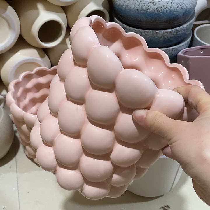 陶摆件陶盆有孔 瑕疵针孔漏釉介意勿拍外口19 外高19