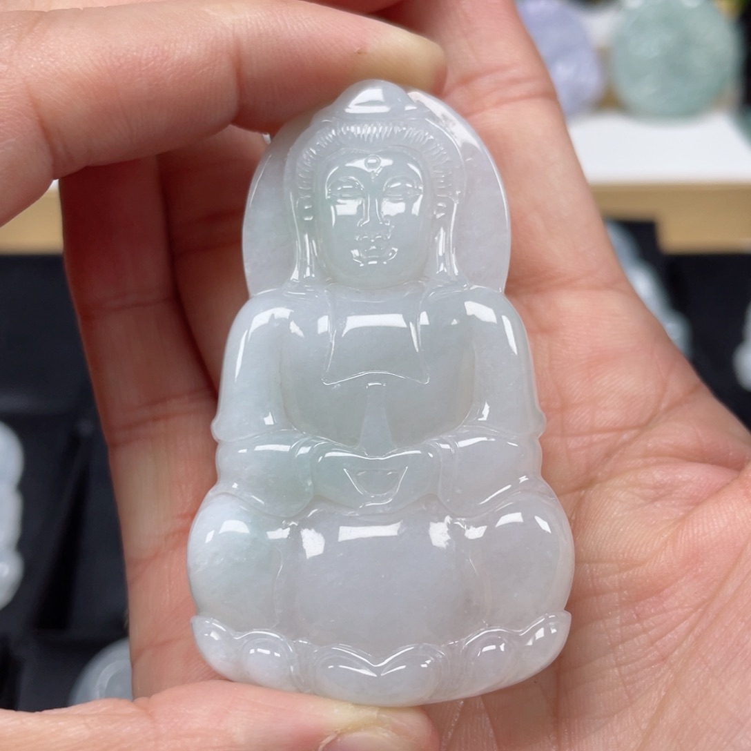 翡翠颈饰未镶嵌天然翡翠A货观音82号