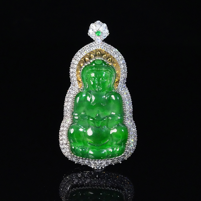 天然A货翡翠观音吊坠百搭款时尚优雅典雅饰品多样性发1