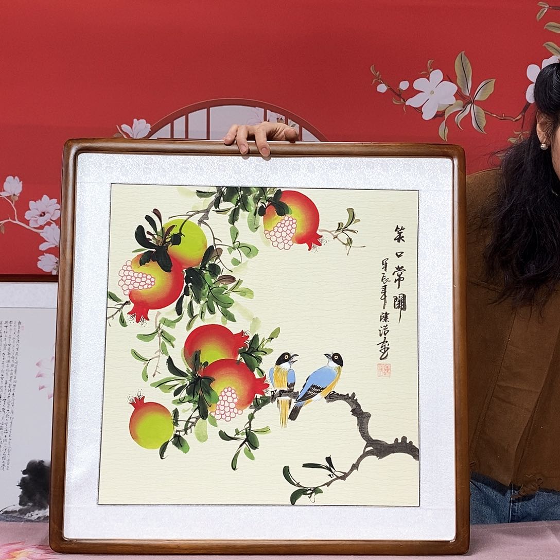 国画手写手绘带框包邮63✖️63