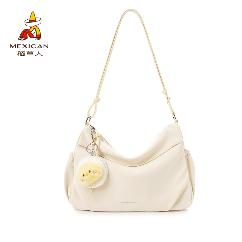 稻草人25夏季新款压褶小众设计感多口袋单肩斜挎包