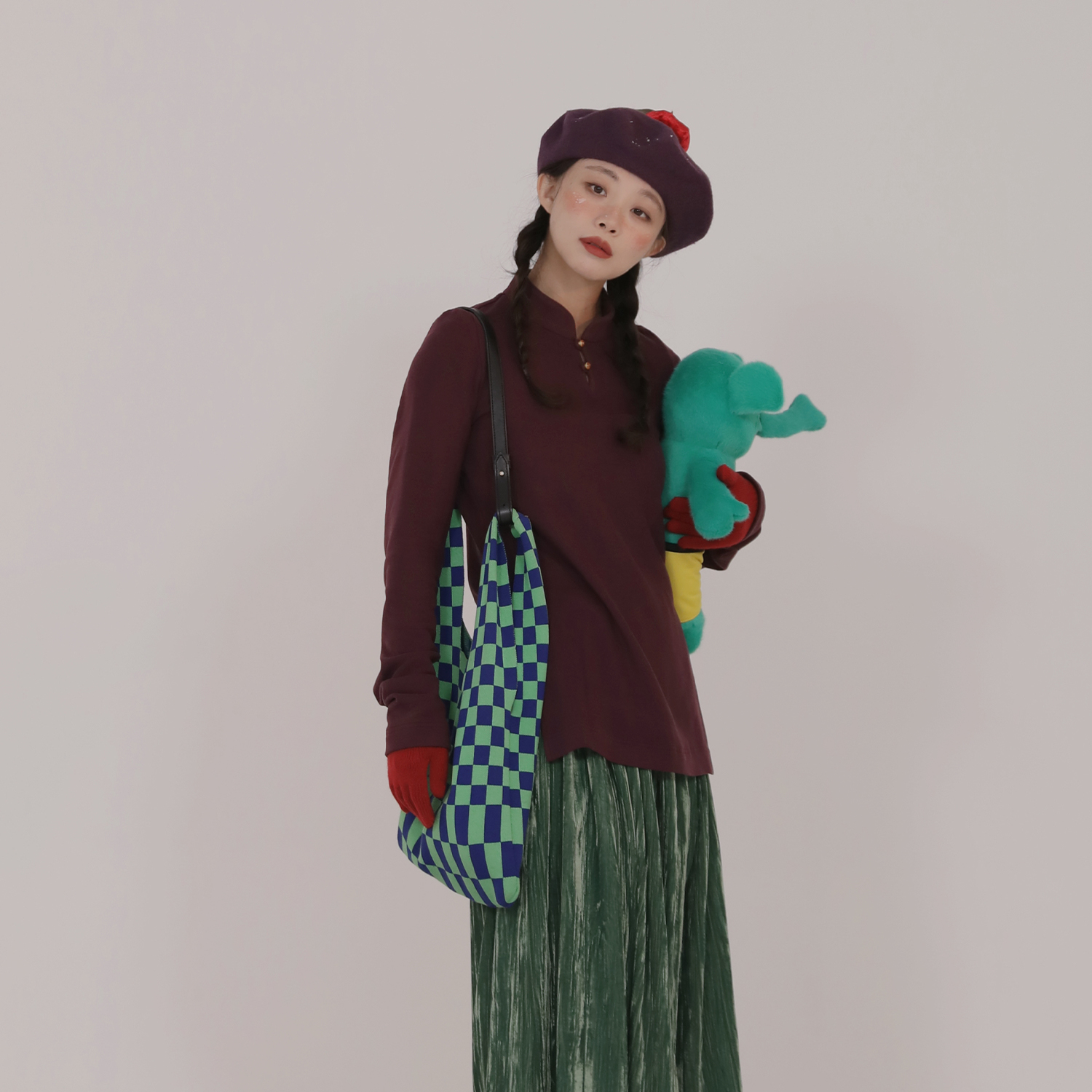 谜阿凰【紫渊打底衫】原创汉元素上衣女秋冬正肩修身内搭复古显瘦