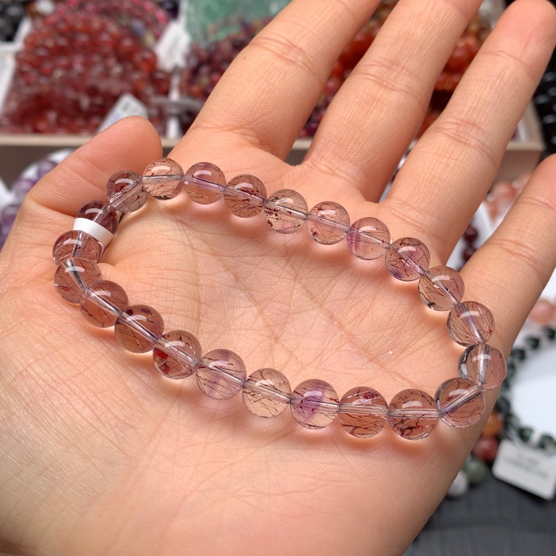 水晶手链未镶嵌九***喵紫彼岸花Q8