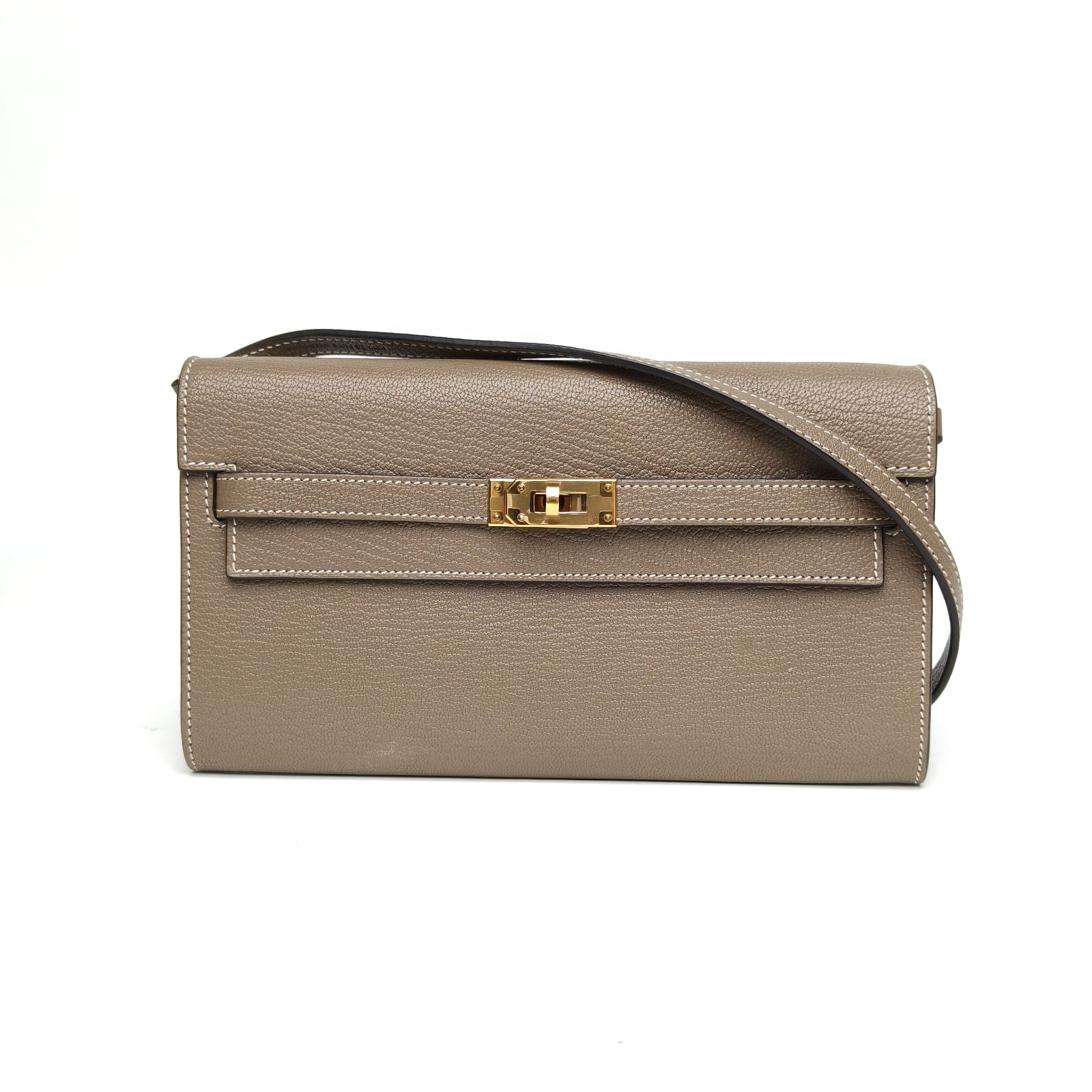 99新 Hermes/爱马仕 大头活动Kelly to go 大象灰Chevre皮Z刻金扣