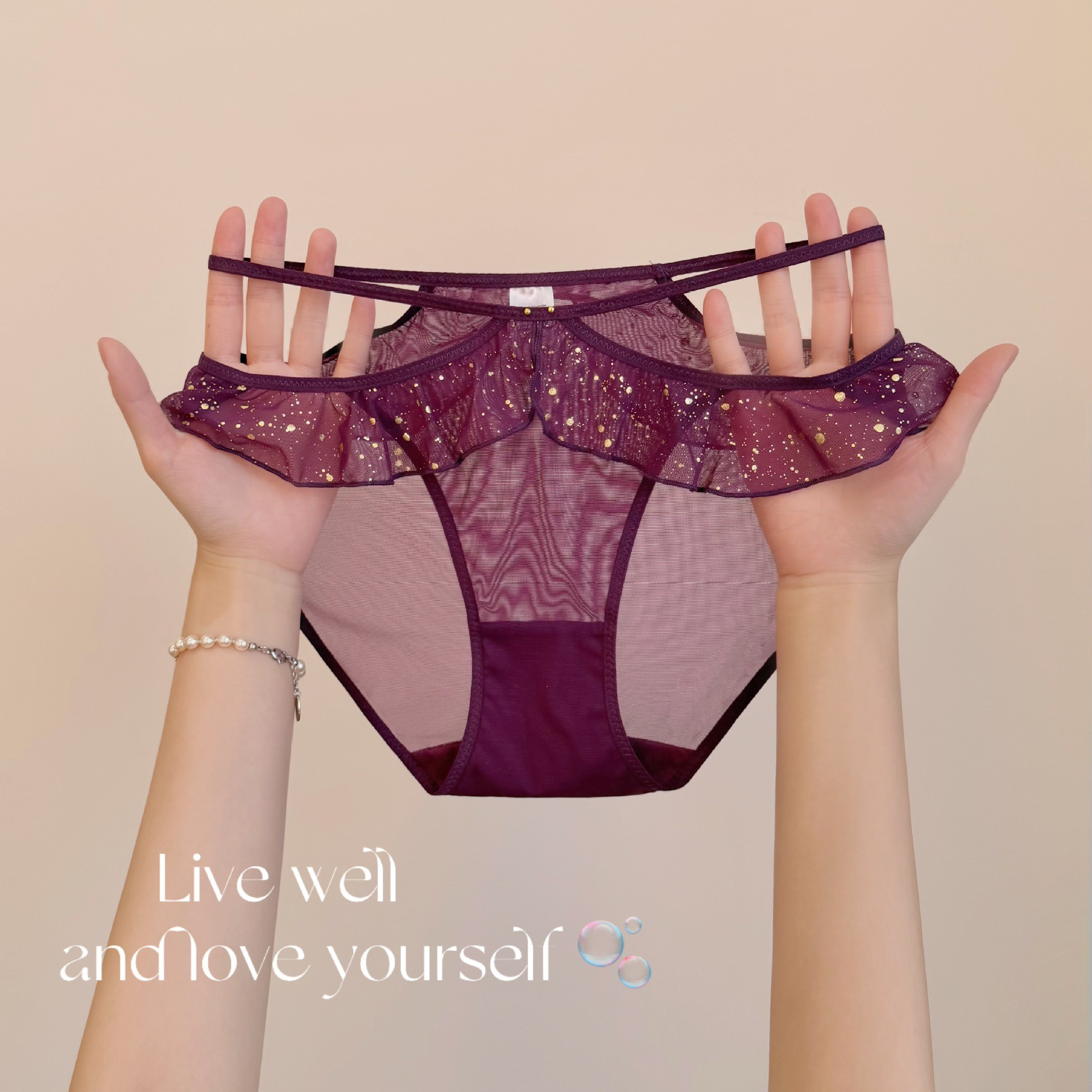 Moli·星光降临｜法式蕾丝网纱镂空纯欲性感舒适女士三角内裤