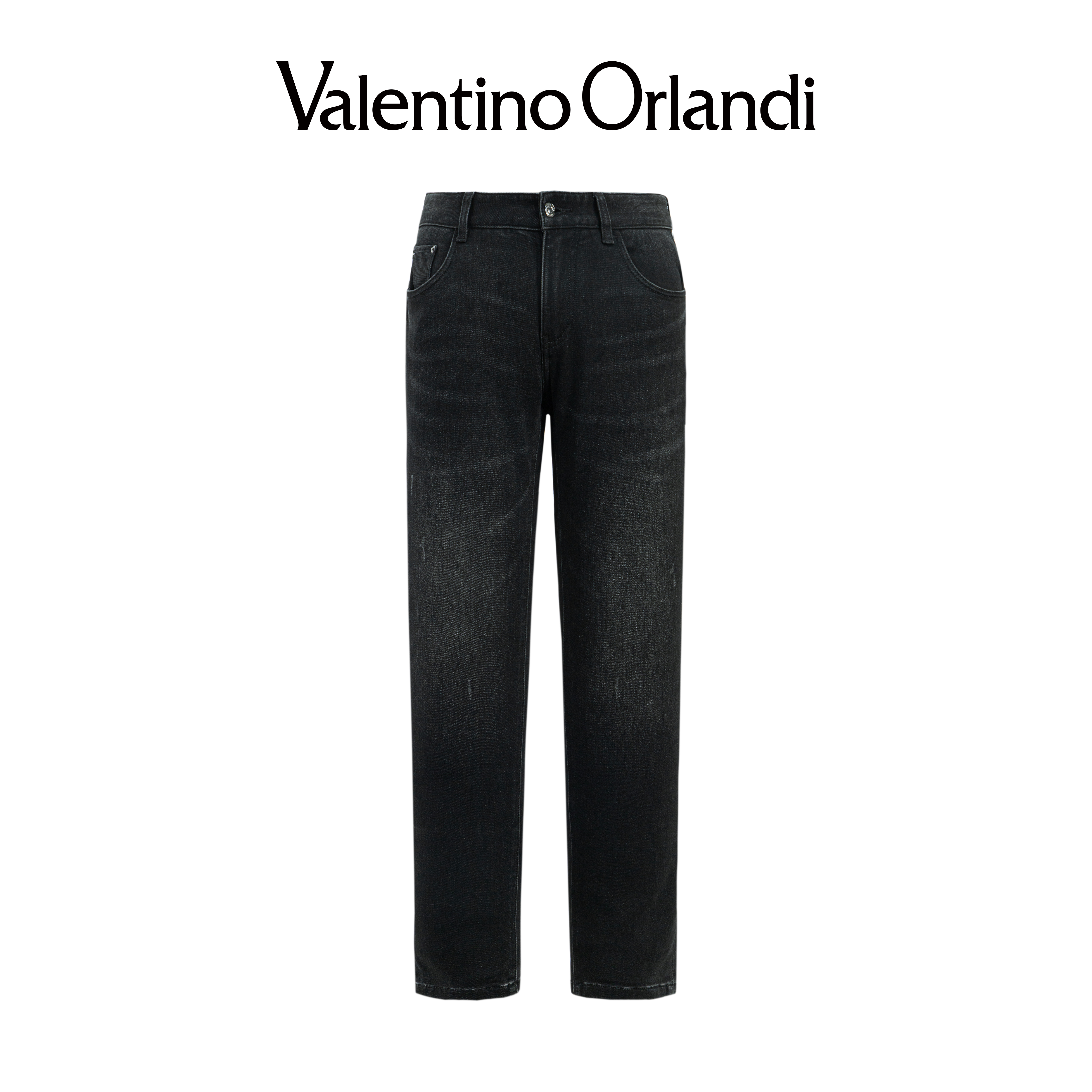Valentino orlandi男士秋冬A版时尚百搭字母钢印加厚直筒牛仔裤