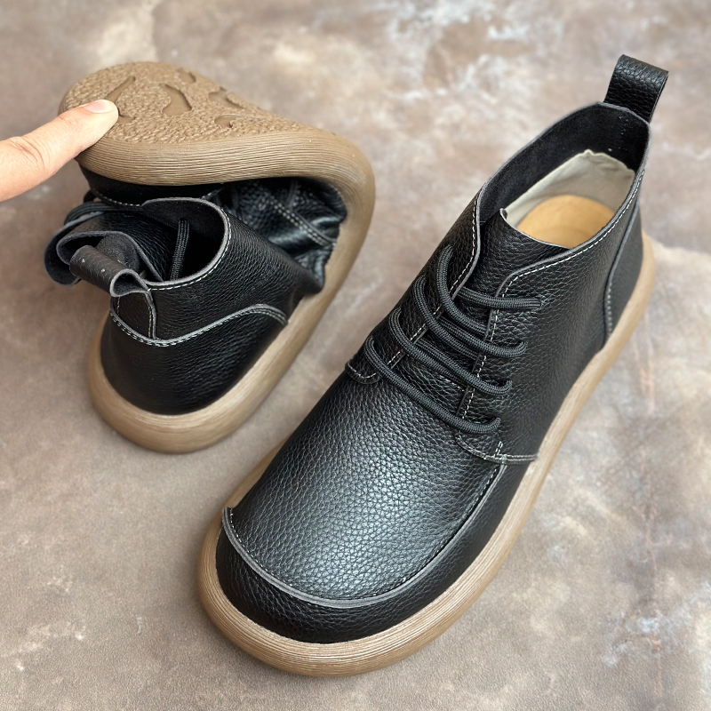 真皮马丁靴男2024秋季新款短筒厚底防滑透气软皮软底系带高帮皮鞋