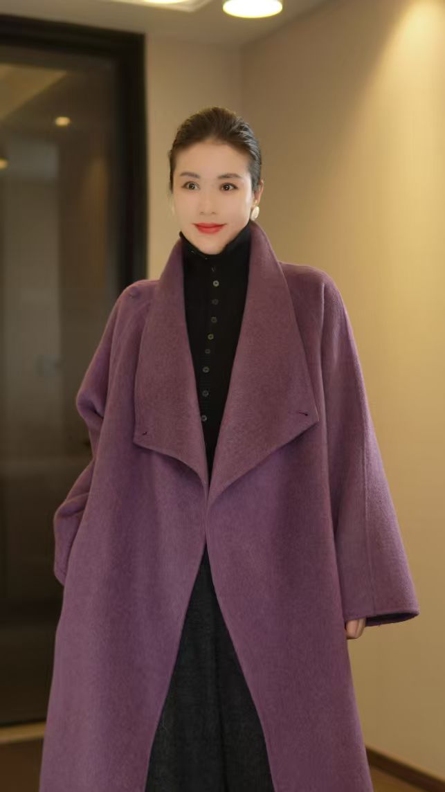 【大妍女装】一粒扣升级版双面羊绒羊毛大衣25856