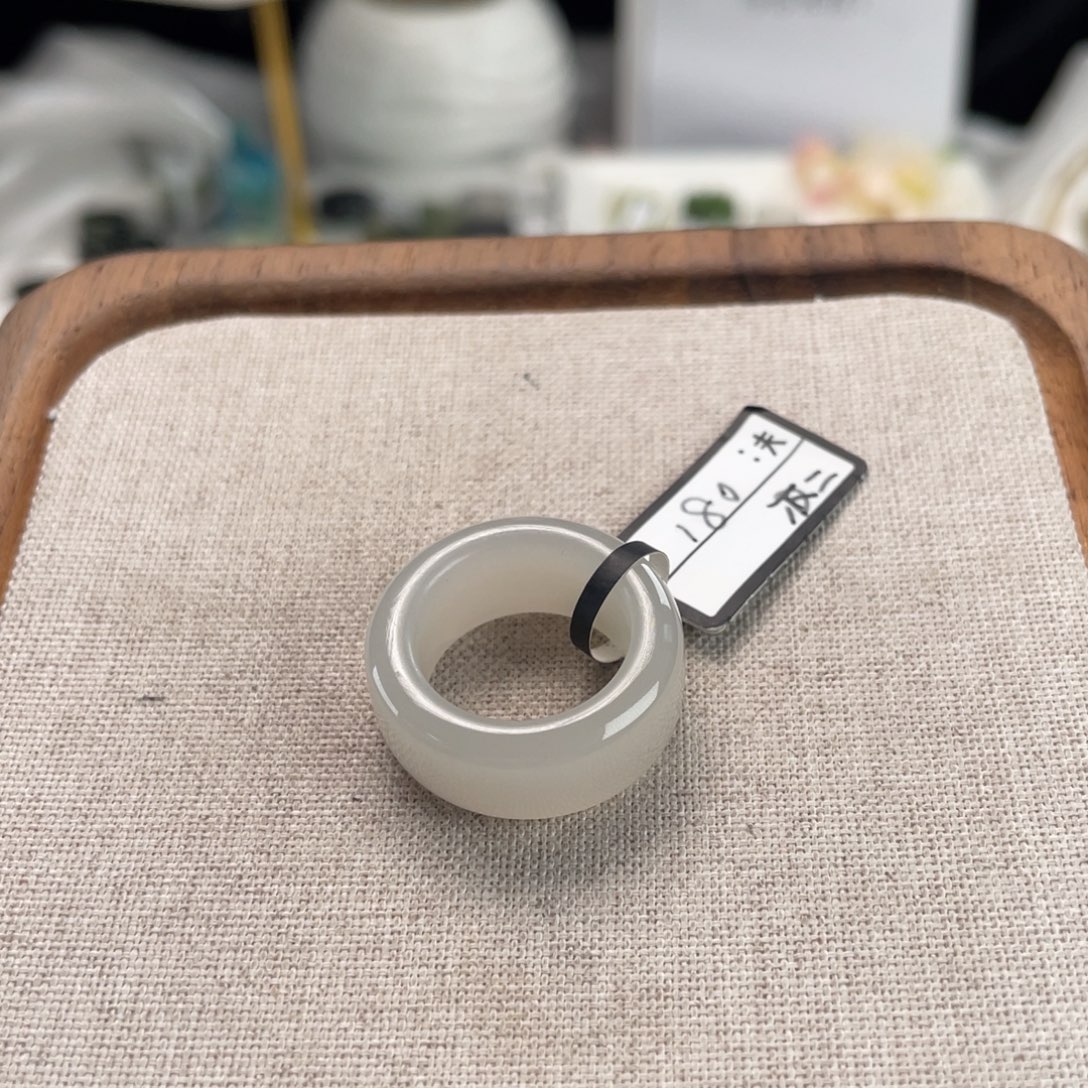 和田玉未镶嵌戒指M14冰透紫圆切16.6