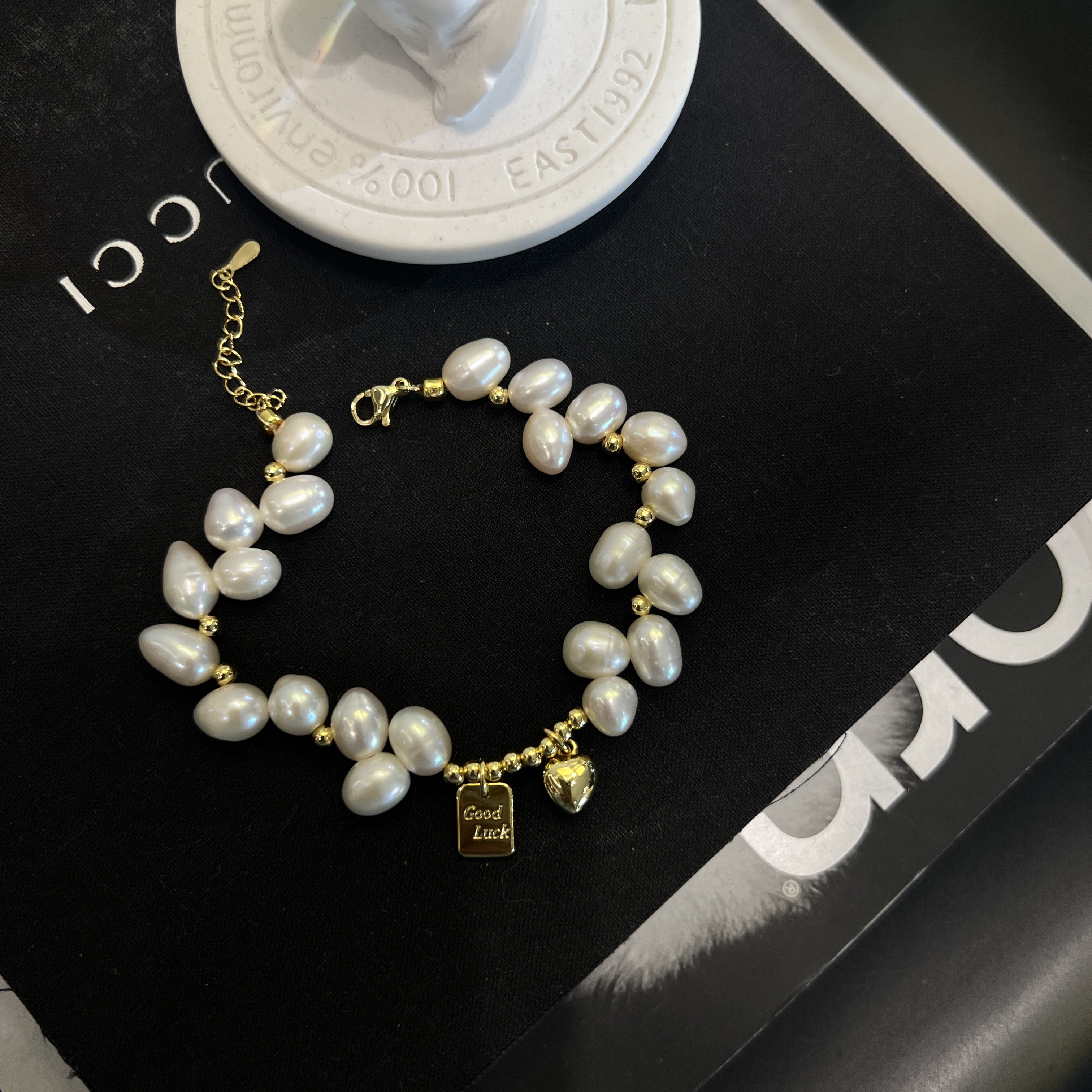 合金手链 不规则串珠手链手镯女小众轻奢叠戴爱心异形手链TJF069