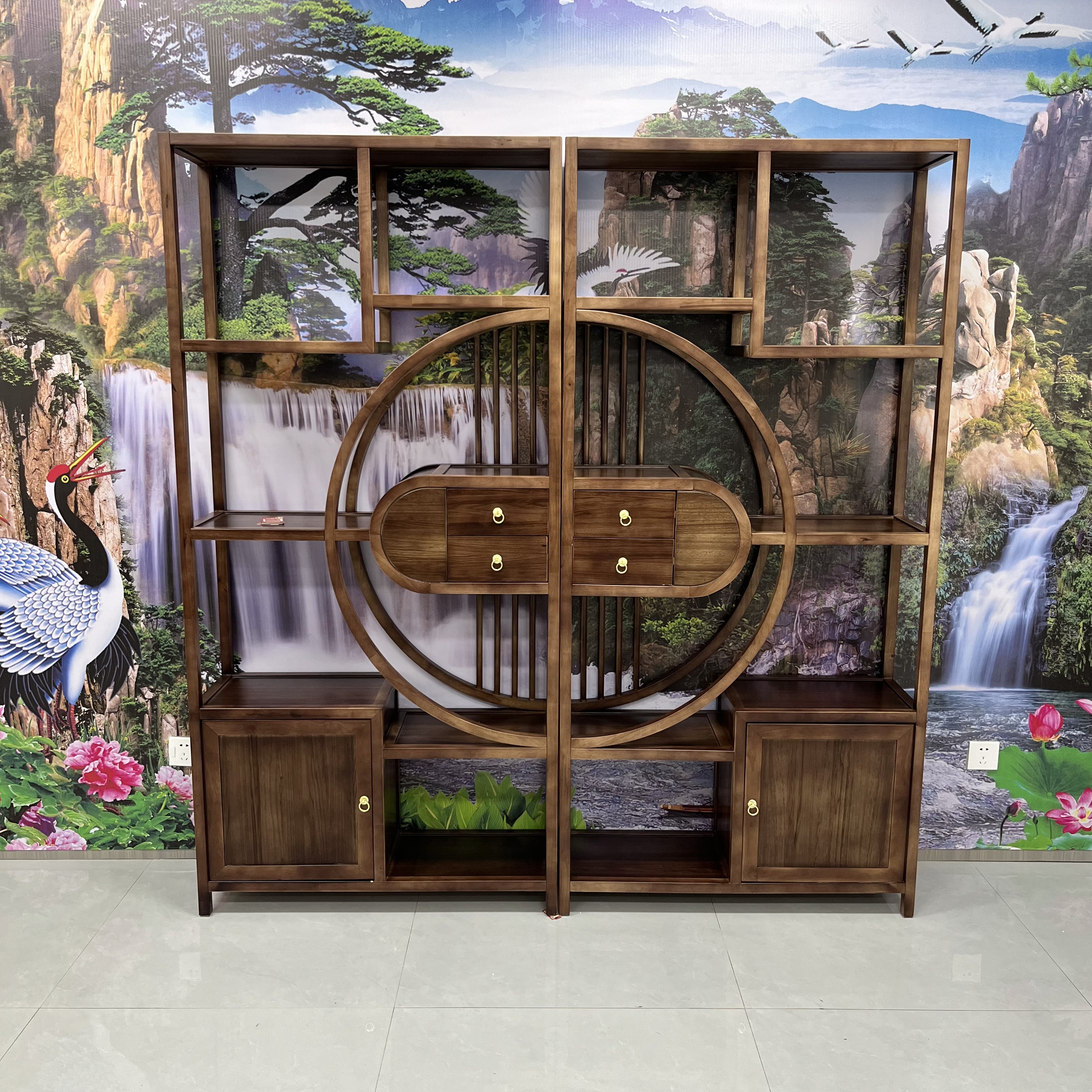 新中式博古架多层置物架办公室茶具茶叶展示架多宝阁茶柜摆件架子