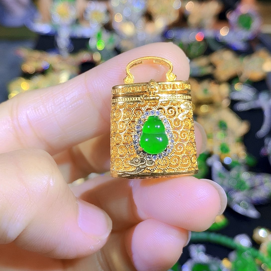 吊坠(不含链)银S925镶嵌翡翠