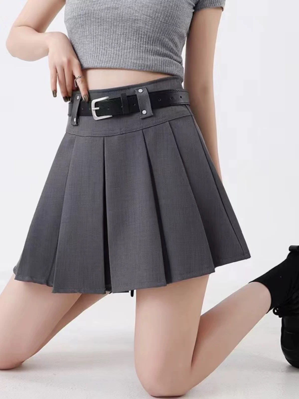 （返）高腰防走光显瘦半身裙韩版高腰女士百褶短裙—直播链接，非主图