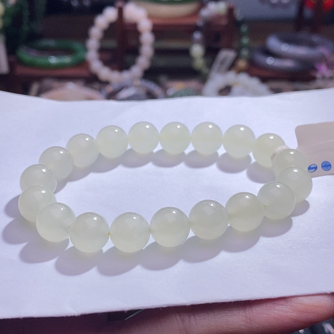 和田玉未镶嵌冰若羌黄口手串10MM