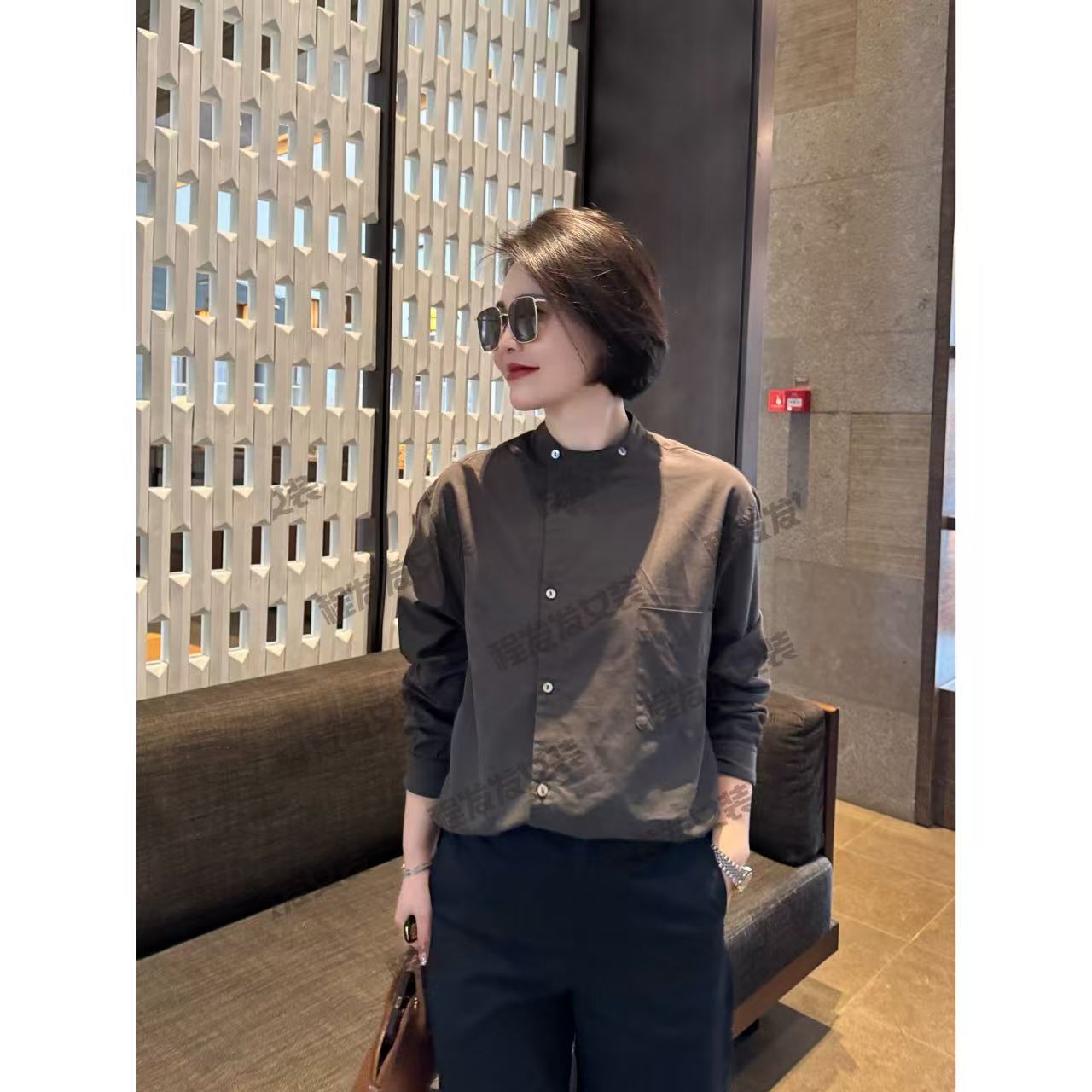 【程发发】（尘圆）设计感不规则洋气口袋衬衫F1925