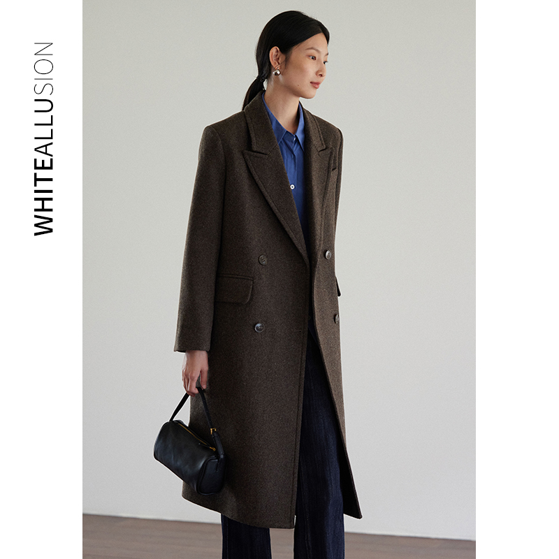 素典年中清仓【1326】羊毛西装式呢大衣新秋冬高级感气质中长款毛呢