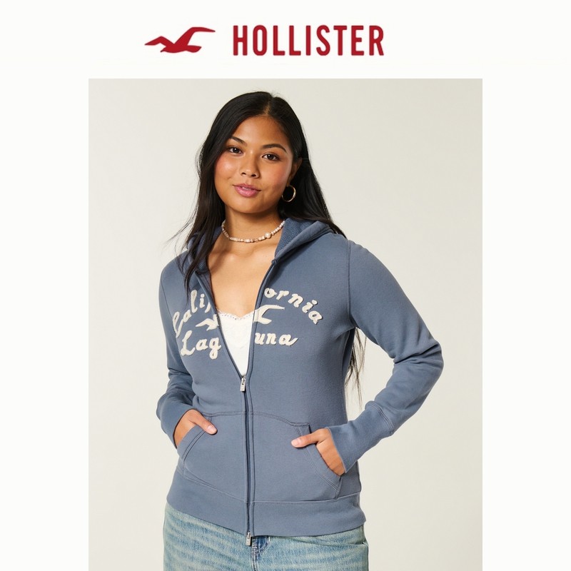 Hollister小海鸥图案保暖抓绒外套卫衣26春季新款女装352-6053