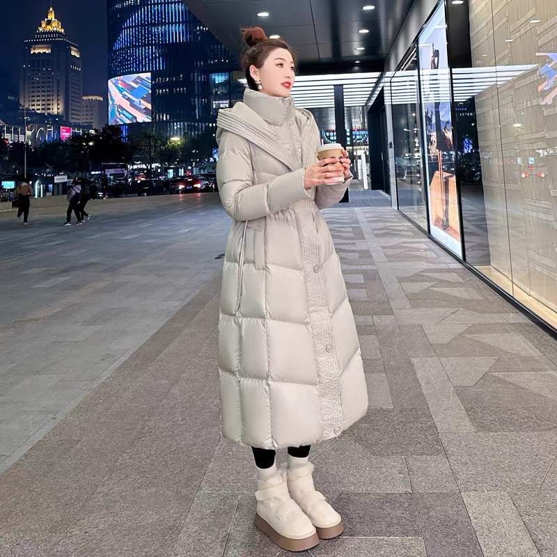 气质连帽长款常规款常规袖中长款大毛领过膝厚款羽绒1290