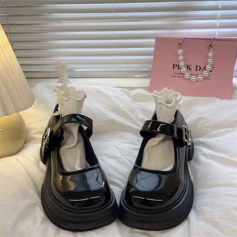 学生玛丽珍鞋女童春秋2025增高厚底小皮鞋女初中生皮鞋中跟蝴蝶结