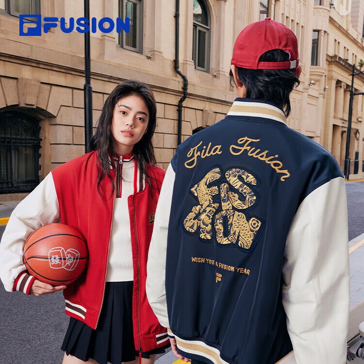 FILA FUSION斐乐潮牌情侣棉服25春新年款刺绣棒球服T11U512901F